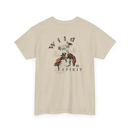 ’Wild Spirit’ - Double R Western’s ™ - Heavy Cotton Tee - Back Graphic Design - Sand / S - T-Shirt