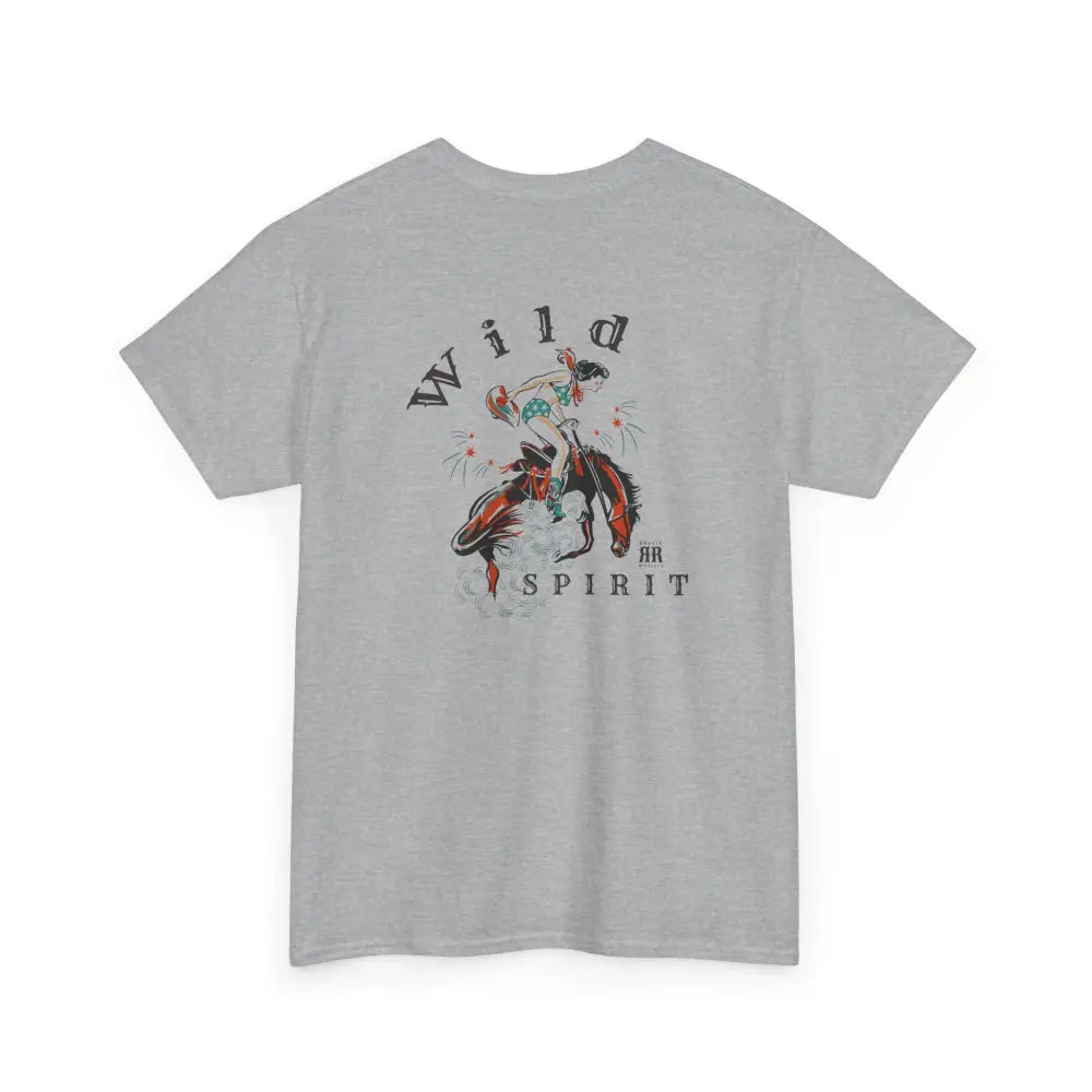 ’Wild Spirit’ - Double R Western’s ™ - Heavy Cotton Tee - Back Graphic Design - Sport Grey / S - T-Shirt