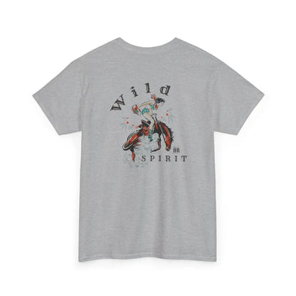 ’Wild Spirit’ - Double R Western’s ™ - Heavy Cotton Tee - Back Graphic Design - Sport Grey / S - T-Shirt