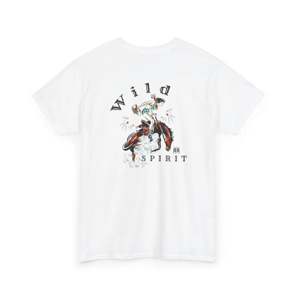 ’Wild Spirit’ - Double R Western’s ™ - Heavy Cotton Tee - Back Graphic Design - White / L - T-Shirt