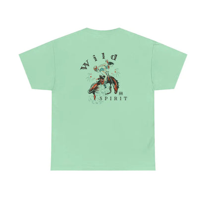 ’Wild Spirit’ - Double R Western’s ™ - Heavy Cotton Tee - Back Graphic Design - Mint Green / S - T-Shirt