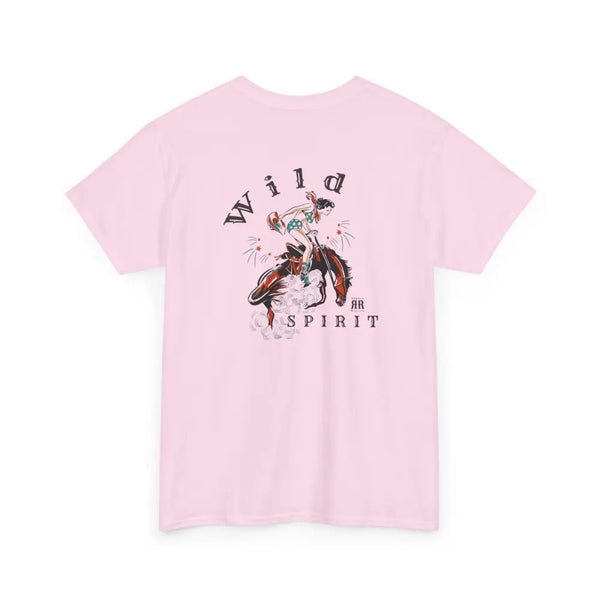 ’Wild Spirit’ Double R Western’s ™ Heavy Cotton Tee Back Graphic Design Light Pink / S T Shirt