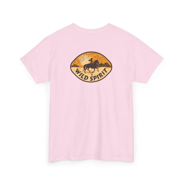 ’Wild Spirit’ Double R Western’s Heavy Cotton Tee Back Graphic Design Light Pink / S T Shirt