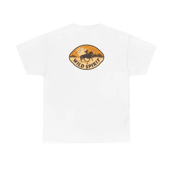 ’Wild Spirit’ Double R Western’s Heavy Cotton Tee Back Graphic Design White / L T Shirt