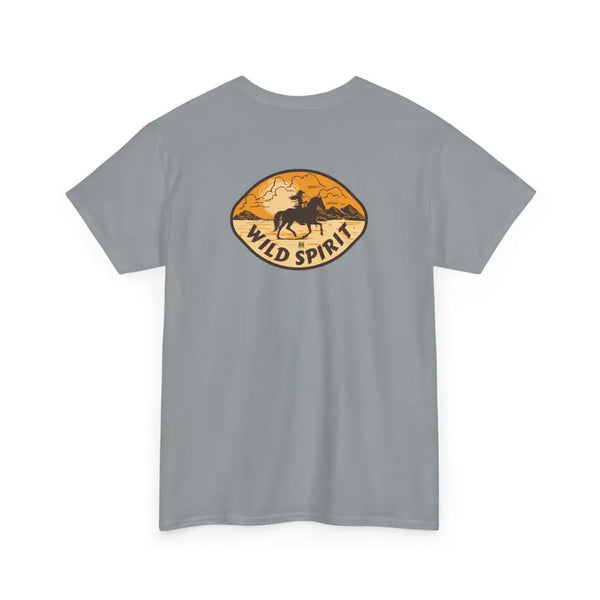’Wild Spirit’ Double R Western’s Heavy Cotton Tee Back Graphic Design Gravel / S T Shirt