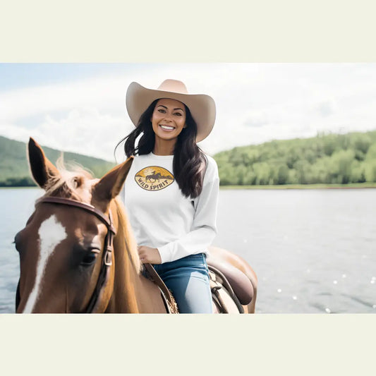 ’Wild Spirit’- Double R Western’s - Women’s Jersey Long Sleeve Tee - Long-sleeve