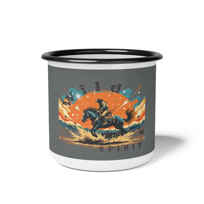 Wild Spirit Enamel Camp Cup - Perfect for Adventurous Souls - 12oz / Black Rim - Mug