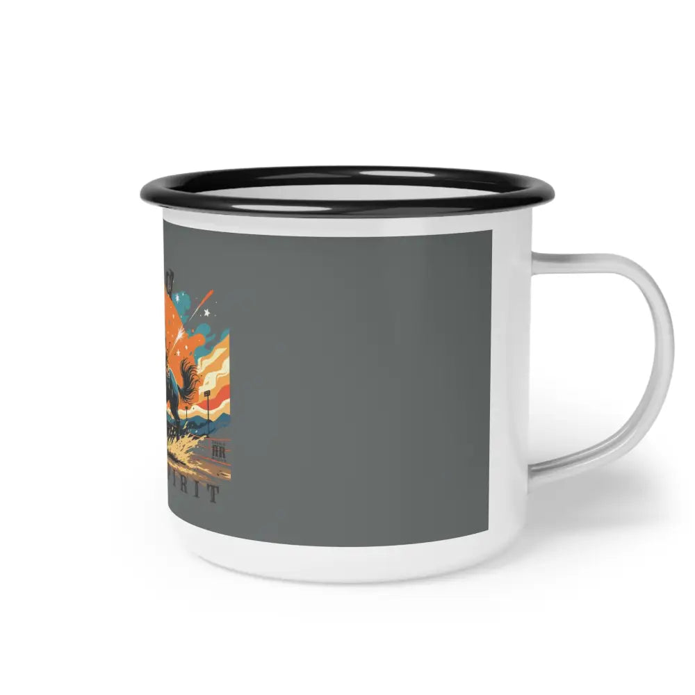 Wild Spirit Enamel Camp Cup - Perfect for Adventurous Souls - 12oz / Black Rim - Mug