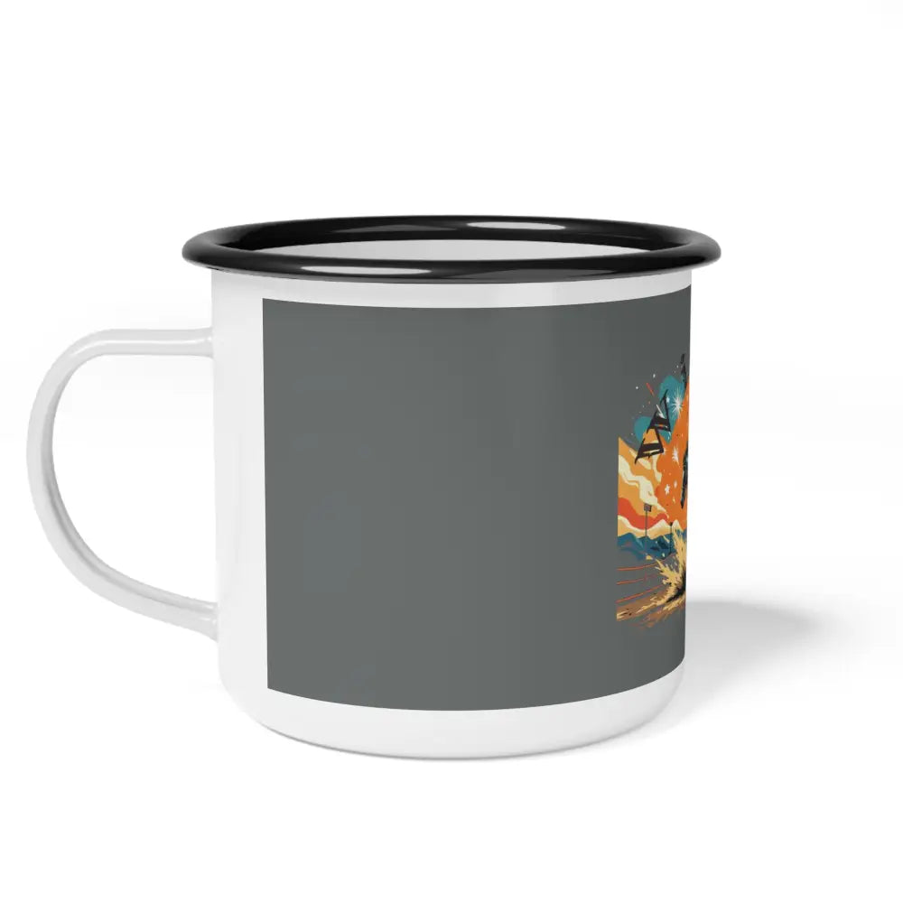 Wild Spirit Enamel Camp Cup - Perfect for Adventurous Souls - 12oz / Black Rim - Mug