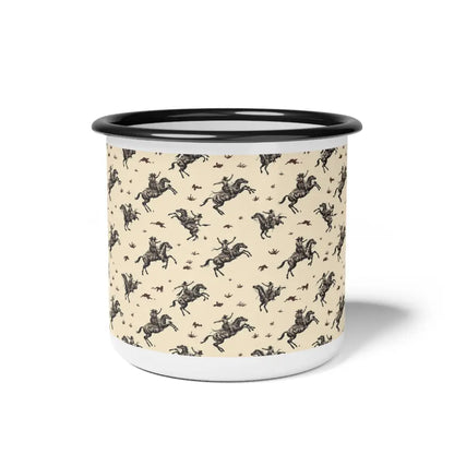 Wild West Bucking Bronco Enamel Camp Mug Perfect for Camping & Outdoor Adventures 12oz / Black Rim Mug