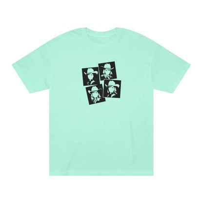 Wild West Muse Pop Art Cowgirl Tee – Women’s (Pink & Celadon) | Double R Western™ Hot off the trail Celadon / S T Shirt