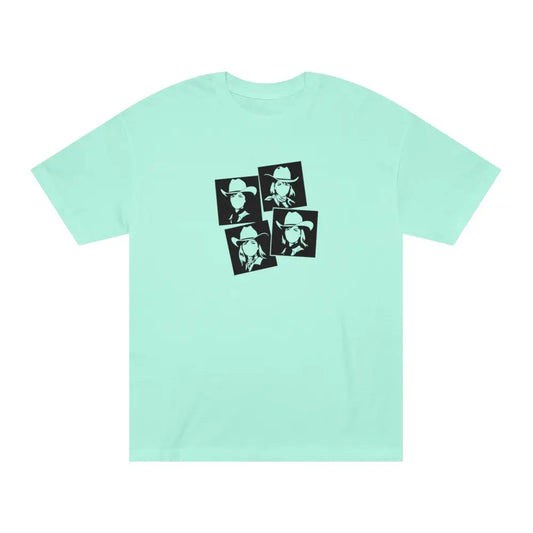 Wild West Muse Pop Art Cowgirl Tee – Women’s (Pink & Celadon) | Double R Western™ Hot off the trail Celadon / S T Shirt