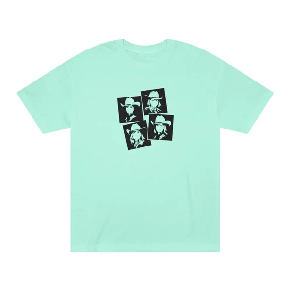 Wild West Muse Pop Art Cowgirl Tee – Women’s (Pink & Celadon) | Double R Western™ Hot off the trail Celadon / S T Shirt