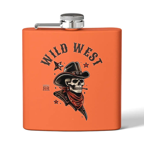 ’Wild West Show’ Double R Western’s Stainless Steel Flask 6oz 6oz / Orange Mug
