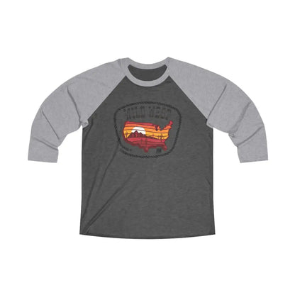 ’Wild West USA’ - Double R western’s - Tri-Blend 3\4 Raglan Tee - Premium Heather / Vintage Black / S - Long-sleeve