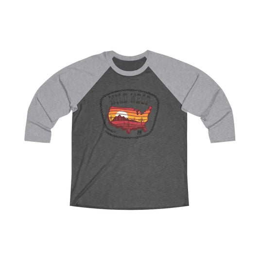 ’Wild West USA’ - Double R western’s - Tri-Blend 3\4 Raglan Tee - Premium Heather / Vintage Black / S - Long-sleeve