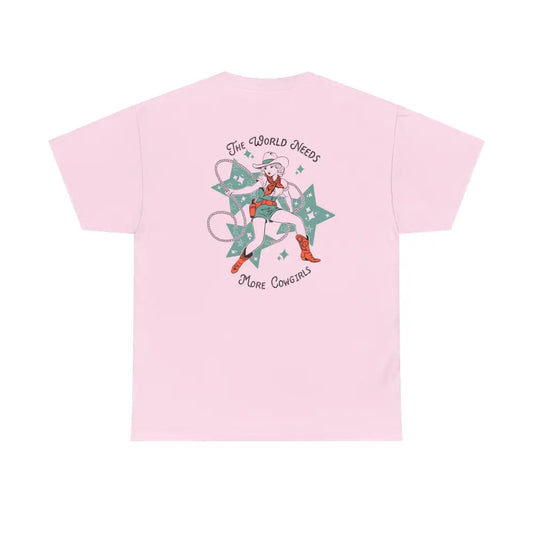 ’World Needs More Cowgirls’ Double R Western’s ™ Heavy Cotton Tee Back Graphic Design T Shirt