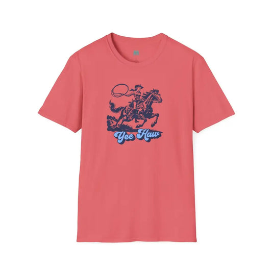 Yee Haw Cowgirl Tee Unisex Softstyle Tee Coral Silk / S T Shirt