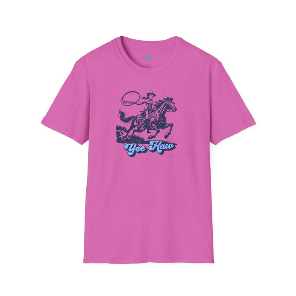 Yee Haw Cowgirl Tee Unisex Softstyle Tee Heather Berry / S T Shirt