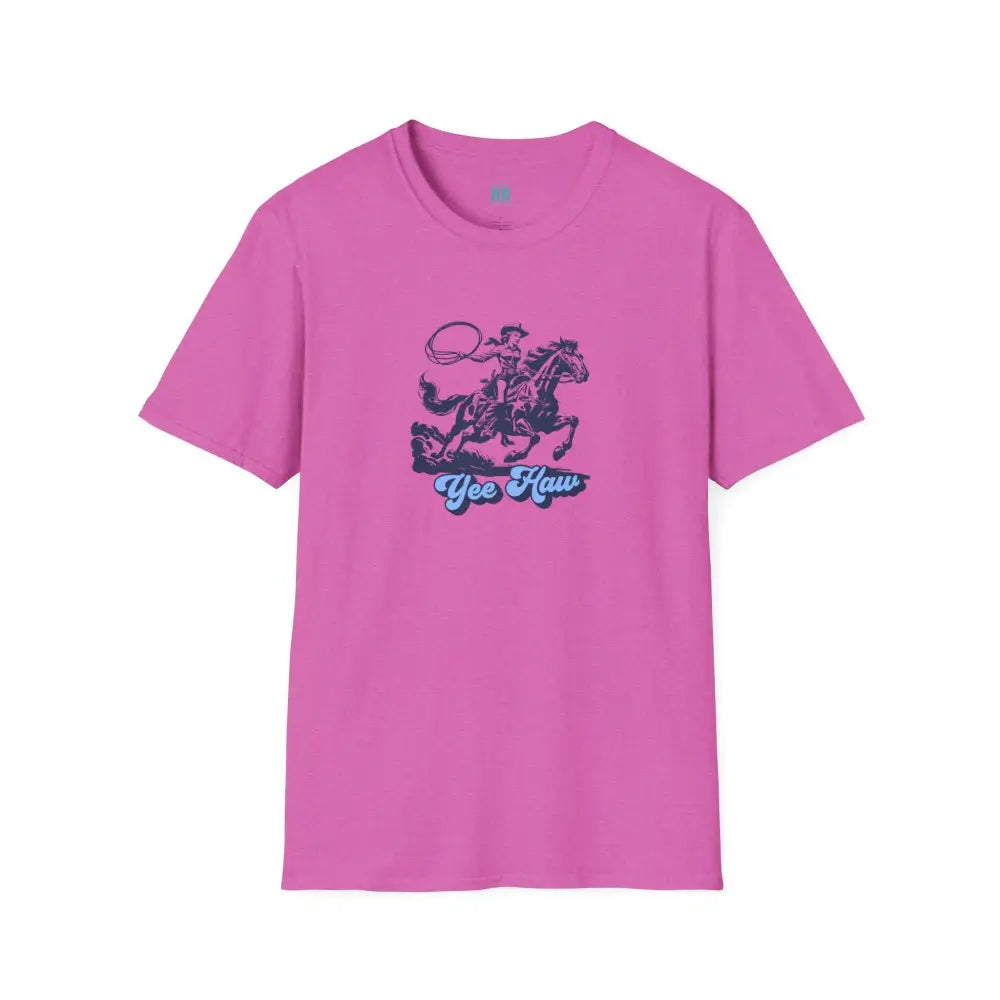 Yee-Haw Cowgirl Tee - Unisex Softstyle Tee - Heather Berry / S - T-Shirt