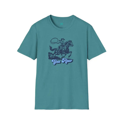 Yee Haw Cowgirl Tee Unisex Softstyle Tee Heather Galapagos Blue / S T Shirt