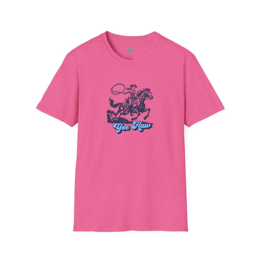 Yee-Haw Cowgirl Tee - Unisex Softstyle Tee - Heather Heliconia / S - T-Shirt