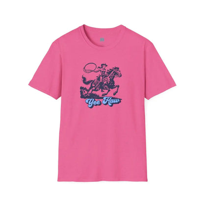 Yee Haw Cowgirl Tee Unisex Softstyle Tee Heather Heliconia / S T Shirt