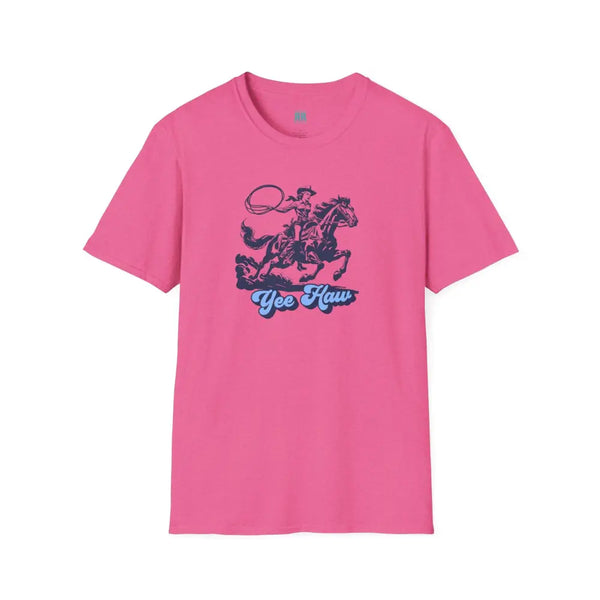 Yee Haw Cowgirl Tee Unisex Softstyle Tee Heather Heliconia / S T Shirt