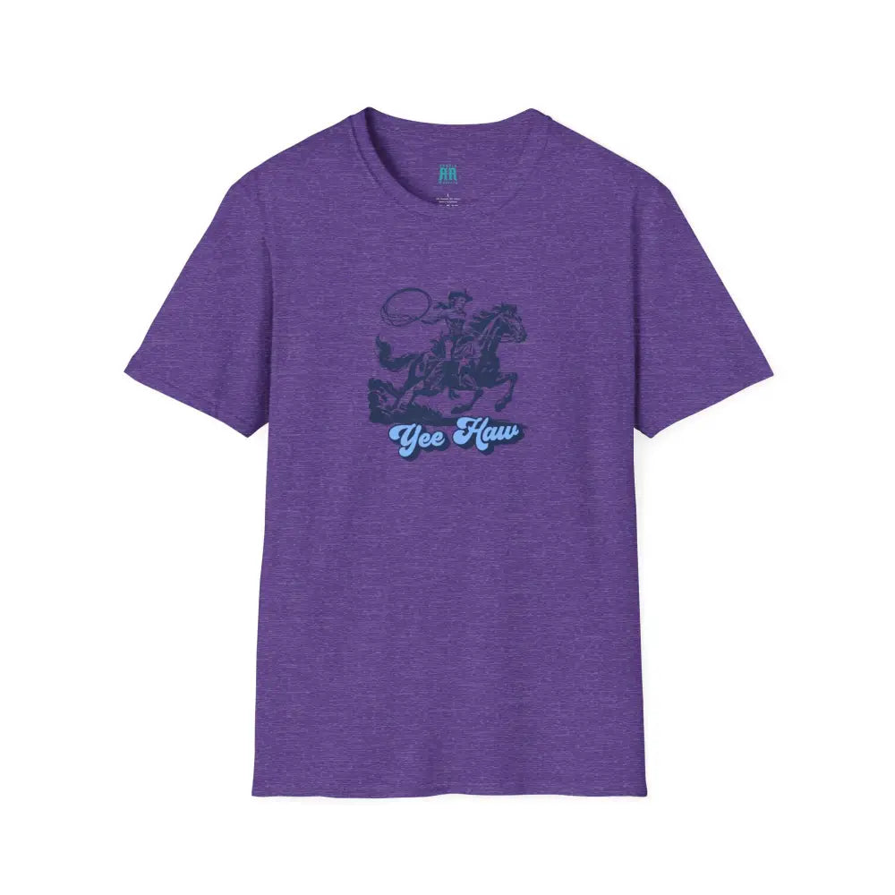 Yee-Haw Cowgirl Tee - Unisex Softstyle Tee - Heather Purple / S - T-Shirt
