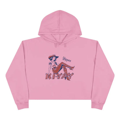 Yippee Ki-Yay Crop Hoodie - Double R Western’s Hot Off The Trail - Mauve / XS - Hoodie