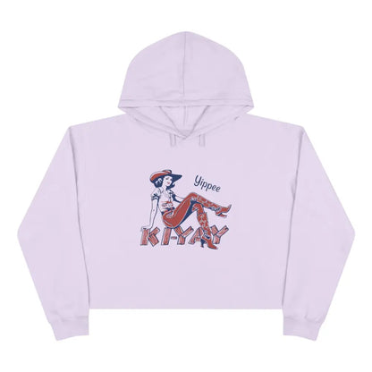 Yippee Ki-Yay Crop Hoodie - Double R Western’s Hot Off The Trail - Lilac / XS - Hoodie