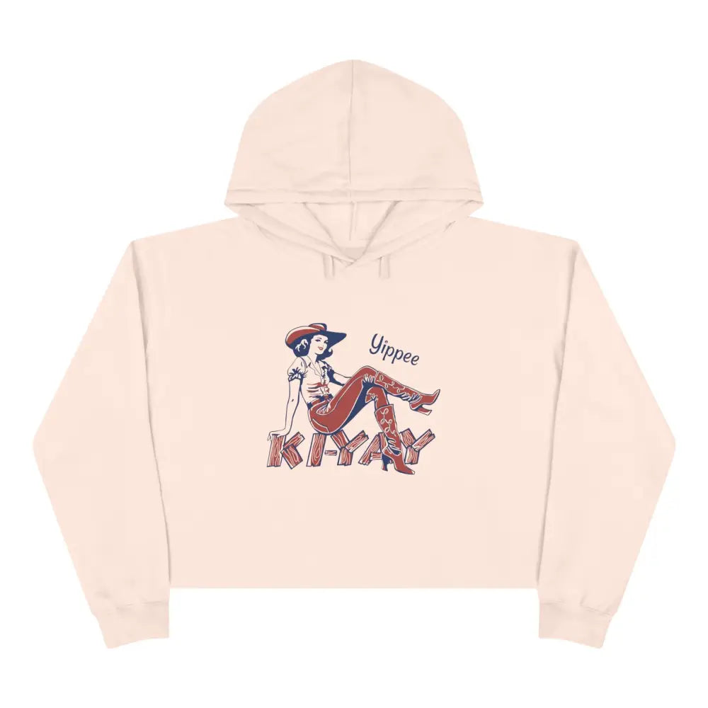 Yippee Ki-Yay Crop Hoodie - Double R Western’s Hot Off The Trail - Pale Pink / XS - Hoodie