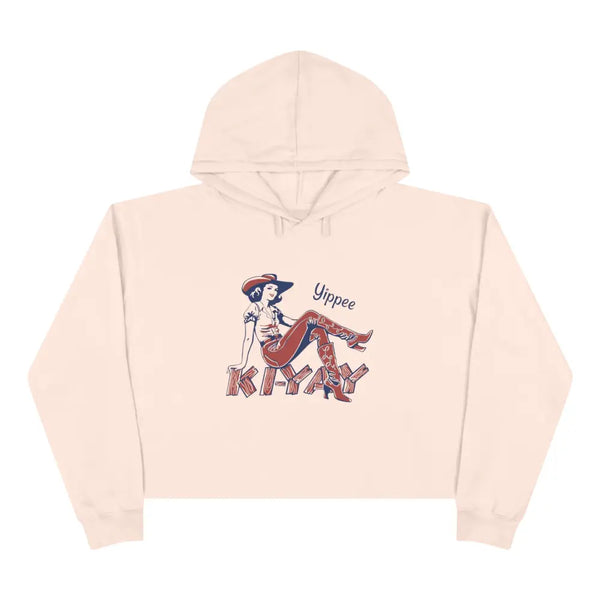 Yippee Ki Yay Crop Hoodie Double R Western’s Hot Off The Trail Pale Pink / XS Hoodie