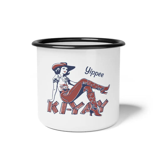 Yippee Ki-Yay - Enamel Camp Mug – Double R Western’s Hot Off The Trail - 12oz / Black Rim - Mug